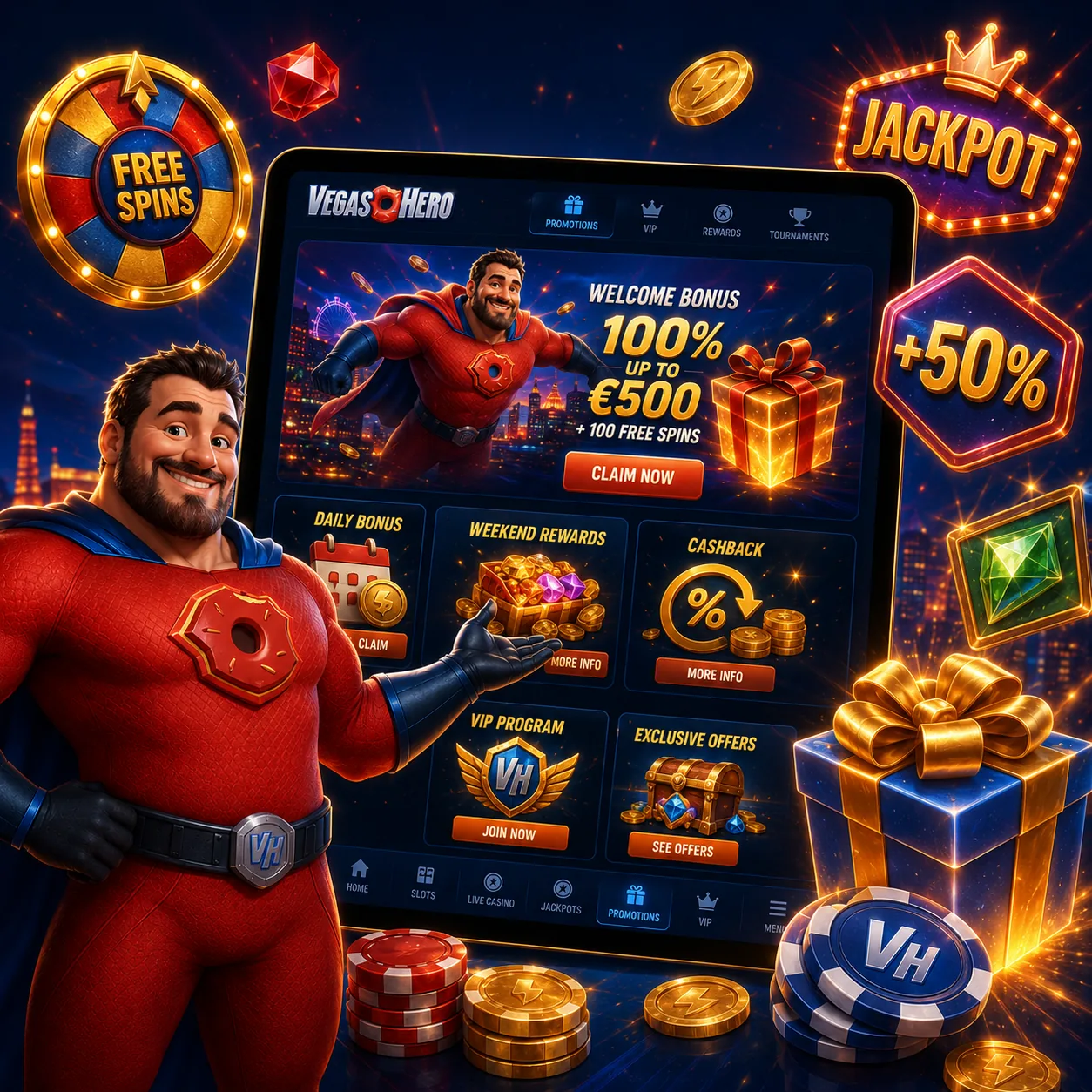 Promotions bonus et jackpot VegasHero